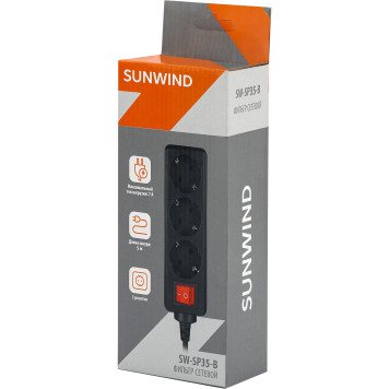 Сетевой фильтр SunWind SW-SP35-B 5м (3 розетки) черный (коробка) -9