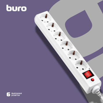 Сетевой фильтр Buro 600SH-16-5-W 5м (6 розеток) белый (коробка) -3