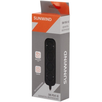 Сетевой удлинитель SunWind SW-PE41-B 1.5м (4 розетки) черный (коробка) -10