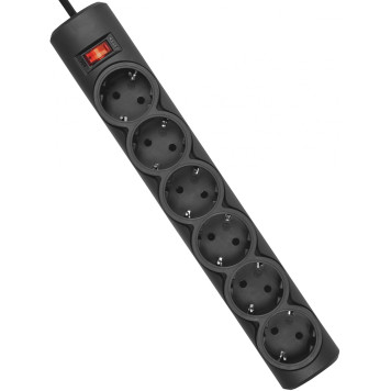 Сетевой фильтр Defender DFS 151 1.8м (6 розеток) черный (коробка) -1