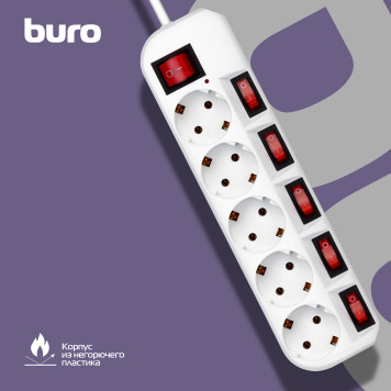 Сетевой фильтр Buro 500SH-3-SW-W 3м (5 розеток) белый (коробка) -5