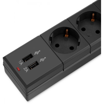 Сетевой фильтр Buro BU-SP1.8_USB_2A-B 1.8м (6 розеток) черный (коробка) -3