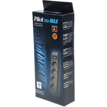 Сетевой фильтр Pilot m-MAX 3м (4 розетки) серый (коробка) -1