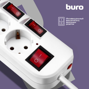 Сетевой фильтр Buro 500SH-1.8-SW-W 1.8м (5 розеток) белый (коробка) -1