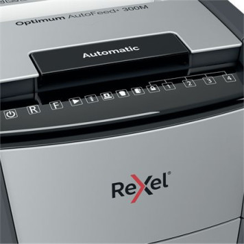 Шредер Rexel Optimum AutoFeed 300M черный с автоподачей (секр.P-5)/фрагменты/300лист./60лтр./скрепки/скобы/пл.карты -3