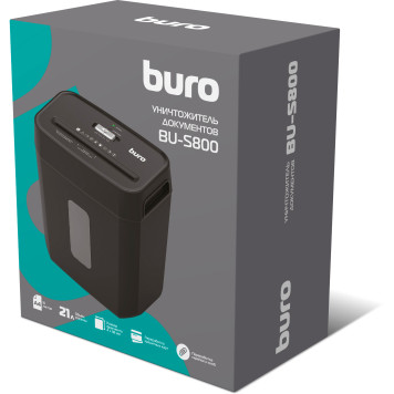 Шредер Buro Office BU-S800 (секр.P-4) фрагменты 10лист. 20.8лтр. пл.карты CD -1