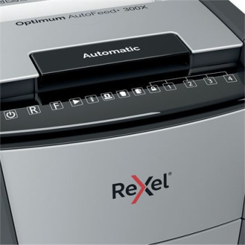 Шредер Rexel Optimum AutoFeed 300X черный с автоподачей (секр.P-4)/фрагменты/300лист./60лтр./скрепки/скобы/пл.карты -3