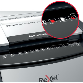 Шредер Rexel Optimum AutoFeed 150M черный (секр.P-5)/фрагменты/150лист./44лтр./скрепки/скобы/пл.карты -12