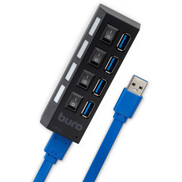 Разветвитель USB 3.0 Buro BU-HUB4-U3.0-L 4порт. черный -3
