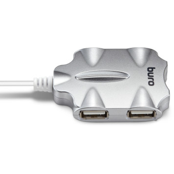 Разветвитель USB 2.0 Buro BU-HUB4-0.5-U2.0-Candy 4порт. серебристый -4