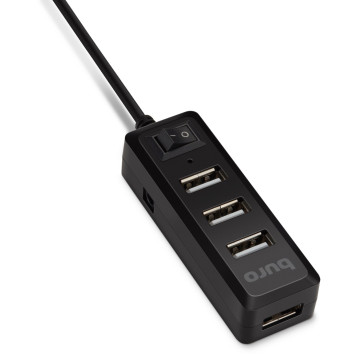 Разветвитель USB 2.0 Buro BU-HUB4-0.5L-U2.0 4порт. черный -2