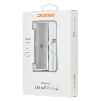 Разветвитель USB-C Digma HUB-4U3.0-UC-S 4порт. серебристый -1