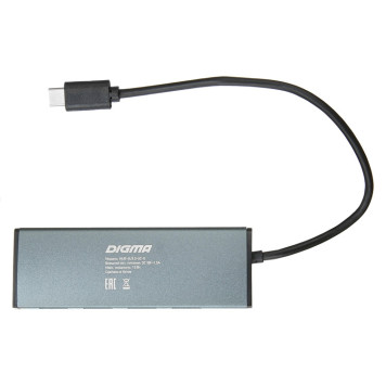 Разветвитель USB-C Digma HUB-4U3.0-UC-G 4порт. серый -3