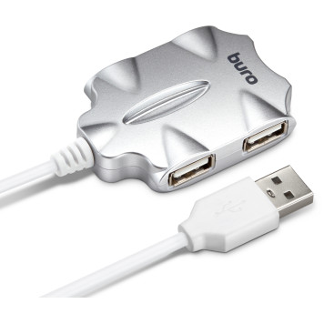 Разветвитель USB 2.0 Buro BU-HUB4-0.5-U2.0-Candy 4порт. серебристый -5