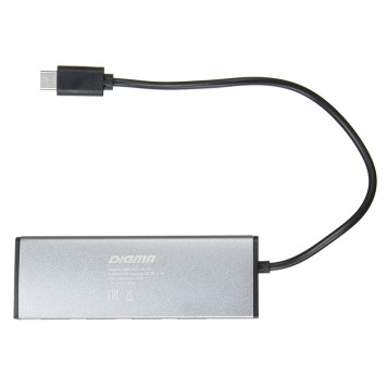 Разветвитель USB-C Digma HUB-4U2.0-UC-DS 4порт. серебристый -4