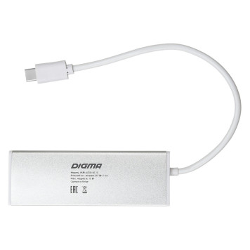 Разветвитель USB-C Digma HUB-4U3.0-UC-S 4порт. серебристый -3