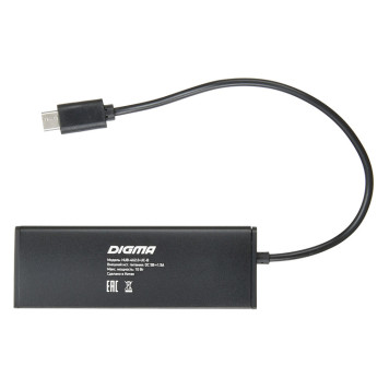 Разветвитель USB-C Digma HUB-4U2.0-UC-B 4порт. черный -3