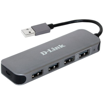 Разветвитель USB 2.0 D-Link DUB-H4 4порт. черный (DUB-H4/E1A) 
