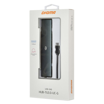 Разветвитель USB-C Digma HUB-7U3.0-UC-G 7порт. серый -1