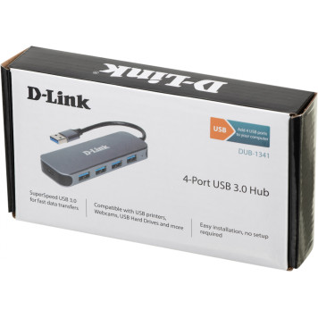 Разветвитель USB 3.0 D-Link DUB-1341 4порт. черный (DUB-1341/C2A) -4