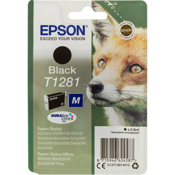 Картридж струйный Epson T1281 C13T12814012 черный (185стр.) (5.9мл) для Epson S22/SX125 -1