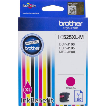 Картридж струйный Brother LC525XLM пурпурный (1300стр.) для Brother DCP-J100/J105/J200 