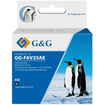 Картридж струйный G&G GG-F6V25AE 652 черный (18мл) для HP IA 1115/2135/3635/4535/3835/4675 