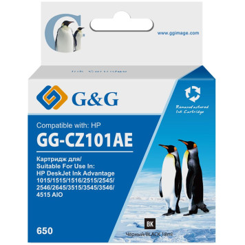 Картридж струйный G&G GG-CZ101AE 650 черный (18мл) для HP DeskJet 1010/10151515/1516 