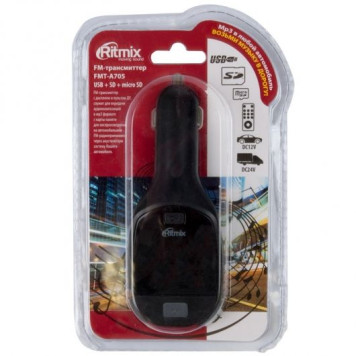 Автомобильный FM-модулятор Ritmix FMT-A705 черный SD/MicroSD USB PDU (15118383) -1