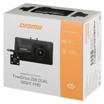 Видеорегистратор Digma FreeDrive 208 DUAL Night FHD черный 2Mpix 1080x1920 1080p 170гр. GP6248 -20