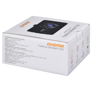 Видеорегистратор Digma FreeDrive 208 Night FHD черный 2Mpix 1080x1920 1080p 170гр. GP6248A -5