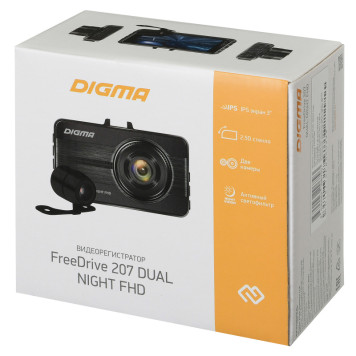 Видеорегистратор Digma FreeDrive 207 DUAL Night FHD черный 2Mpix 1080x1920 1080p 150гр. GP2247 -24