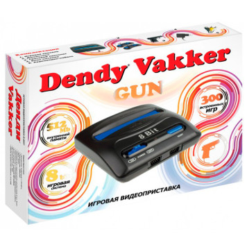 Игровая консоль Dendy Vakker черный +световой пистолет в комплекте: 300 игр -12