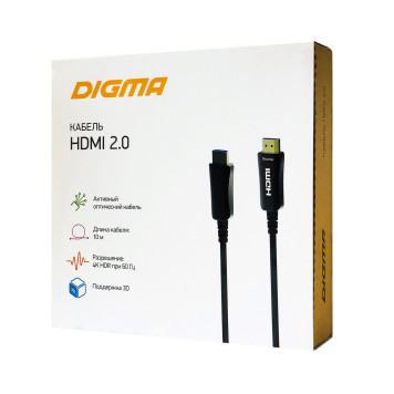 Кабель аудио-видео Digma HDMI 2.0 AOC HDMI (m)/HDMI (m) 10м. Позолоченные контакты черный (BHP AOC 2.0-10) -2