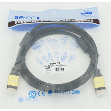 Кабель HDMI (m)/HDMI (m) 1.8м. феррит.кольца Позолоченные контакты -1