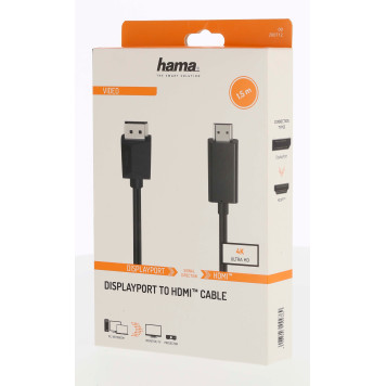 Кабель видео Hama Ultra-HD 4K DisplayPort (f)/HDMI (f) 1.5м. черный (уп.:1шт) (00200712) -1