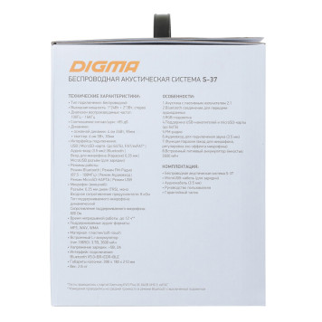 Колонка порт. Digma S-37 черный 30W 2.1 BT/USB 3600mAh (SP3730B) -1