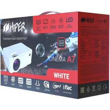 Проектор Hiper Cinema A7 White LCD 3500Lm (1280x720) 2000:1 ресурс лампы:50000часов 2xUSB typeA 1xHDMI 1кг -2