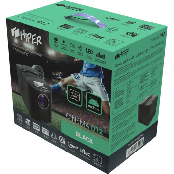Проектор Hiper Cinema D12 Black LCD 6500Lm (1280x720) 3000:1 ресурс лампы:50000часов 2xUSB typeA 1xHDMI 1кг -3