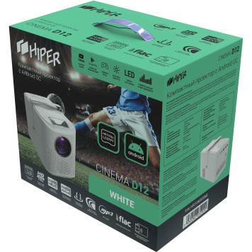 Проектор Hiper Cinema D12 White LCD 6500Lm (1280x720) 3000:1 ресурс лампы:50000часов 2xUSB typeA 1xHDMI 1кг -3