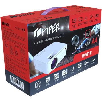 Проектор Hiper Cinema A4 White LCD 2500Lm (800x480) 1800:1 ресурс лампы:50000часов 2xUSB typeA 1xHDMI 1кг -1