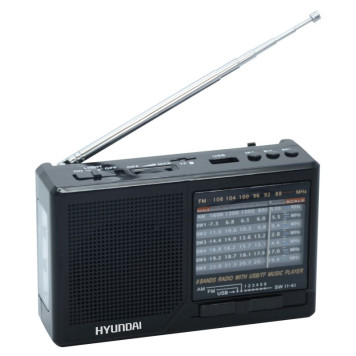 Радиоприемник портативный Hyundai H-PSR140 черный USB microSD -3