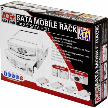 Сменный бокс для HDD AgeStar MR3-SATA(SW)-1F SATA II пластик черный 3.5