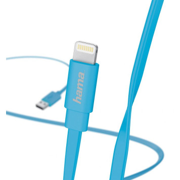 Кабель Hama Flat 00173646 USB (m)-Lightning (m) 1.2м синий плоский -1