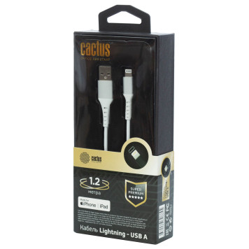 Кабель Cactus CS-LG.USB.A-1.2 USB (m)-Lightning (m) 1.2м белый блистер -1