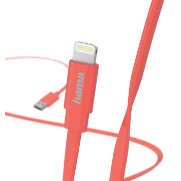 Кабель Hama Flat 00173645 USB (m)-Lightning (m) 1.2м розовый плоский -1