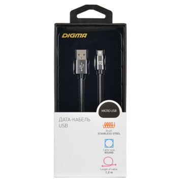 Кабель Digma USB A(m) micro USB B (m) 1.2м черный -2