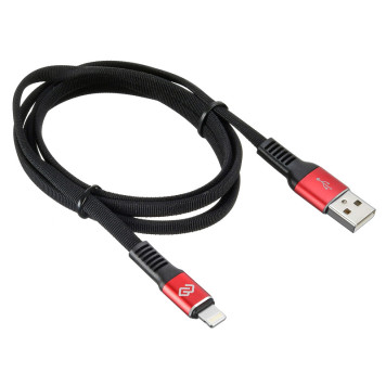 Кабель Digma USB A(m) Lightning (m) 1.2м черный/красный плоский -3