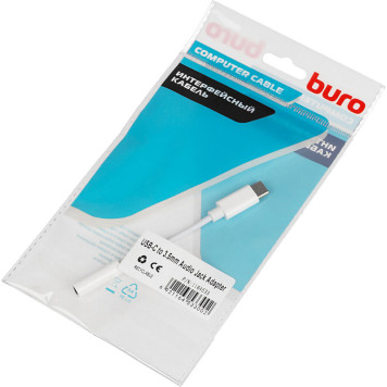 Переходник Buro BHP TPC-JCK USB Type-C (m) Jack 3.5mm (f) белый -2