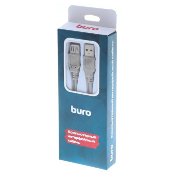Кабель Buro BHP RET USB_AF18 USB A(m) USB A(f) 1.8м серый блистер -3